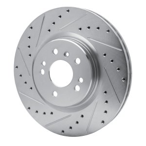 Mercedes-Benz ML350 Brake Rotor (1) - Front Left - R1 Concepts - Drilled & Slotted - Silver - `06-`12